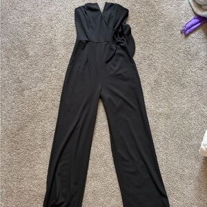 Black Strapless Wide-Leg Jumpsuit
